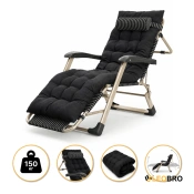 Розкладне крісло ліжко з подушкою LEOBRO Темна смужка Black (LB-1139)