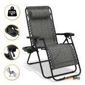 Розкладне крісло шезлонг LEOBRO Zero Gravity Grey (LB-ZGC-F1-GRY)