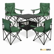 Комплект туристический - стол LEOBRO 52x52x50 см и 4 кресла Lite Green