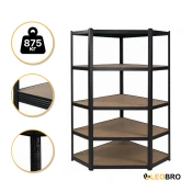 Стеллаж угловой LEOBRO Premium Black 180 х 90 х 40 см, 175кг/полка, 5 полок (LB-R124)