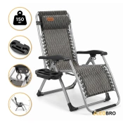 Посилений шезлонг до 150кг LEOBRO Zero Gravity Premium Plaid (LB-1140)