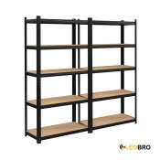 Стелаж LEOBRO Чорний 180 х 180 х 40 см, 175кг/полиця, 5 полиць (LB-R175-BLKX2)