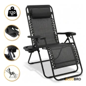 Раскладное кресло шезлонг LEOBRO Zero Gravity Black (LB-ZGC-F1-BLK)