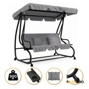 Велика гойдалка з подушками LEOBRO Luxury Grey (LB-1042)