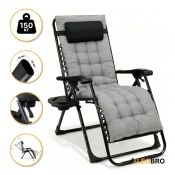 Раскладное кресло шезлонг LEOBRO Zero Gravity Premium Plus Grey (LB-ZGC-K2-GRY)