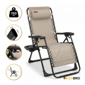 Розкладне крісло шезлонг LEOBRO Zero Gravity Premium Beige (LB-ZGC-G2-BEI)