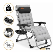 Раскладное кресло шезлонг LEOBRO Zero Gravity Premium Plus Серый (LB-ZGC-E1-GRY)
