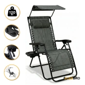 Розкладне крісло шезлонг із козирком LEOBRO Zero Gravity Dark Grey (LB-ZGC-H1-DGR)