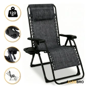 Розкладне крісло шезлонг LEOBRO Zero Gravity Dark Grey (LB-ZGC-F1-DGR)