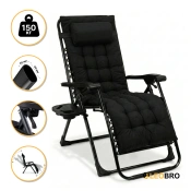 Раскладное кресло шезлонг LEOBRO Zero Gravity Premium Plus Black (LB-ZGC-K2-BLK)