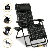 Розкладний посилений шезлонг до 150 кг LEOBRO Zero Gravity Premium Plus з велюровим матрацом (LB-ZGC-K3-PAT)