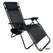 Раскладное кресло шезлонг LEOBRO Zero Gravity Черное (HT-167D BLACK)