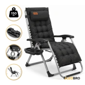 Раскладное кресло шезлонг LEOBRO Zero Gravity Premium Plus Черное (LB-ZGC-E1-BLK)
