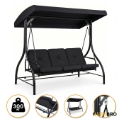 Садова гойдалка з товстим матрацом LEOBRO Luxury Pro Black (LB-1046)
