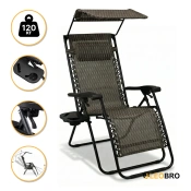 Раскладное кресло шезлонг с козырьком LEOBRO Zero Gravity Plaid (LB-ZGC-H1-PLD)