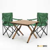 Комплект туристичний - стіл LEOBRO Camp M 59х59х38 см та 2 крісла Lite Green