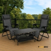 Комплект из 2 шезлонгов и стола 95х55х50 см Zero Gravity LEOBRO (LB-ZGC-F1-DGR-FT-A2)