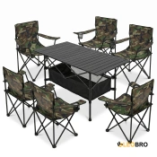 Комплект туристичний - стіл LEOBRO 117x55x50 см та 6 крісел Lite Military
