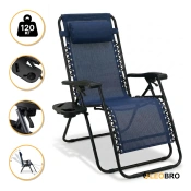 Розкладне крісло шезлонг LEOBRO Zero Gravity Navy Blue (LB-ZGC-F1-NVY)