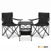Комплект туристичний - стіл LEOBRO 52x52x50 см та 2 крісла Lite Black