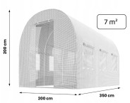 Садова теплиця з вікнами Plonos 7m2 Біла = 350х200х200 см (4971-A)