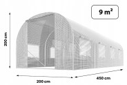 Садова теплиця з вікнами Plonos 9m2 Біла = 450х200х200 см (4972-A)