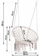 Гойдалка гніздо зі спинкою 80 см плетена BOHO Cream (290001)