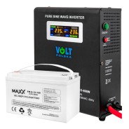 Аварійний комплект: гібридний інвертор Volt Polska SINUS PRO 800 В + акумулятор гелевий 4SUN MAXX GEL 120 Ач