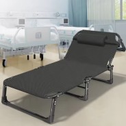 Розкладне ліжко (розкладачка) з подушкою LEOBRO Темно-сіре (FB-S04-PC)