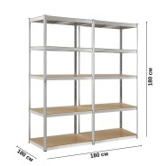 Cтелаж FunFit 180 х 180 х 40 см, 200кг/полиця, 5 полиць