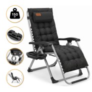Розкладне крісло шезлонг LEOBRO Zero Gravity Premium Plus Чорне (LB-ZGC-E1-BLK)