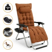 Розкладне крісло шезлонг LEOBRO Zero Gravity Premium Plus Коричневе (LB-ZGC-E1-BRN)