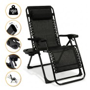Розкладне крісло шезлонг LEOBRO Zero Gravity Premium Black (LB-ZGC-G2-BLK)