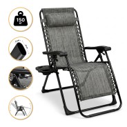 Розкладне крісло шезлонг LEOBRO Zero Gravity Premium Grey (LB-ZGC-G2-GRY)