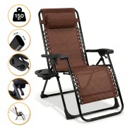 Розкладне крісло шезлонг LEOBRO Zero Gravity Premium Brown (LB-ZGC-G2-BRN)
