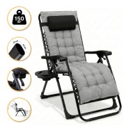 Розкладне крісло шезлонг LEOBRO Zero Gravity Premium Plus Grey (LB-ZGC-K2-GRY)