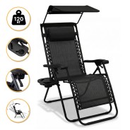 Розкладне крісло шезлонг з козирком LEOBRO Zero Gravity Black (LB-ZGC-H1-BLK)
