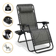 Розкладне крісло шезлонг LEOBRO Zero Gravity Grey (LB-ZGC-F1-GRY)