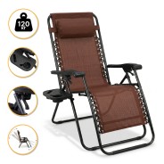 Розкладне крісло шезлонг LEOBRO Zero Gravity Brown (LB-ZGC-F1-BRN)