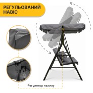 Гойдалка з подушками на 3 особи LEOBRO Grey