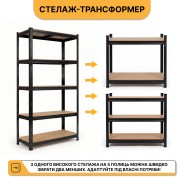 Стелаж LEOBRO Black 150 х 70 х 30 см, 175кг/полиця, 5 полиць (LB-R117)