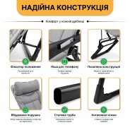 Розкладне крісло ліжко з вбудованим матрацом LEOBRO Grey (LB-FCB-G3-GRY)