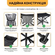 Туристична похідна розкладачка з вбудованим матрацом LEOBRO Black (LB-CC-K1-BLK)