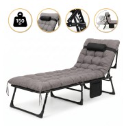 Розкладне ліжко (розкладачка) з матрацом і подушкою LEOBRO Grey (LB-FB-A1-GRY)