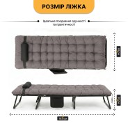 Розкладне ліжко (розкладачка) з матрацом і подушкою LEOBRO Grey (LB-FB-A1-GRY)