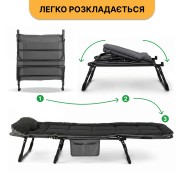 Розкладне ліжко (розкладачка) з вбудованим матрацом LEOBRO Black (LB-FB-M1-BLK)