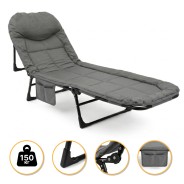 Розкладне ліжко (розкладачка) з вбудованим матрацом LEOBRO Grey (LB-FB-M1-GRY)