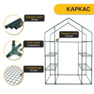 Стелаж-теплиця LEOBRO 143x73x195 см на 4 полиці Green (LB-G121)
