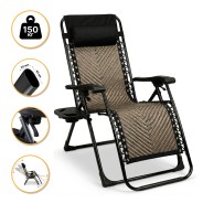 Раскладное кресло шезлонг LEOBRO Zero Gravity Premium Grey Rattan (LB-ZGC-G2-RG)