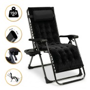 Розкладне крісло шезлонг LEOBRO Zero Gravity Premium Plus Black Velvet (LB-ZGC-K3-BLK)